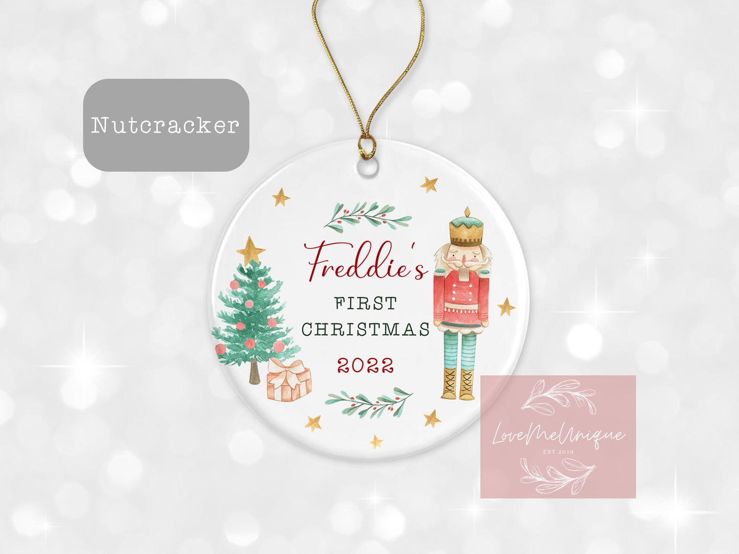 First Christmas Tree Decoration | Personalised Ornament | Baby's First Xmas | Ceramic Bauble Keepsake Gift | Nutcracker | Ballerina Festive