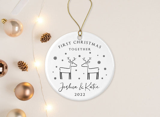 Personalised First Christmas Together | Tree Decoration Ornament | Ceramic Bauble Keepsake Gift | Couple Gift | Gift for Child & Partner