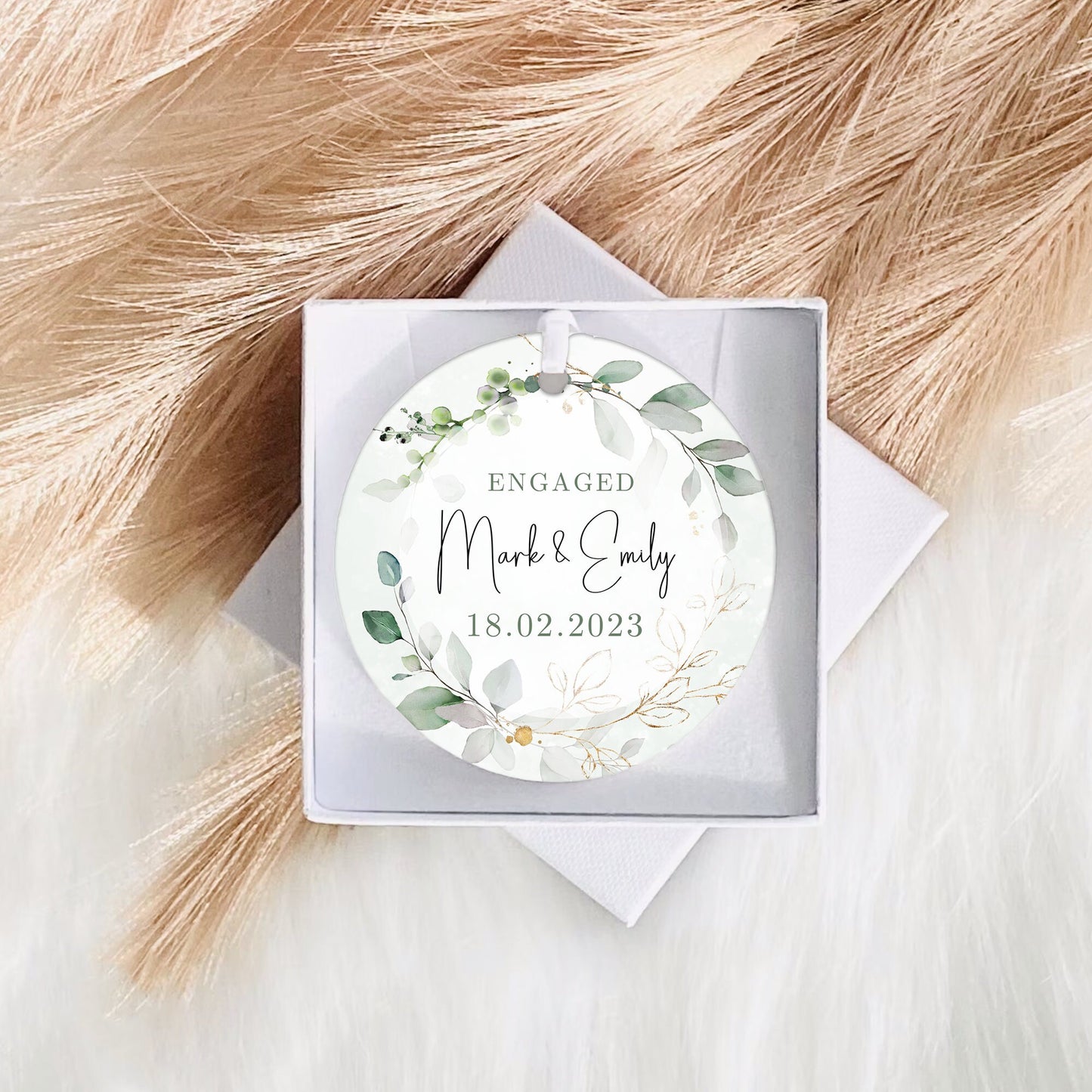 Personalised Engagement Gift | Engagement Present Keepsake | Future Mrs | She Said Yes | Ceramic Ornament | Happy Couple