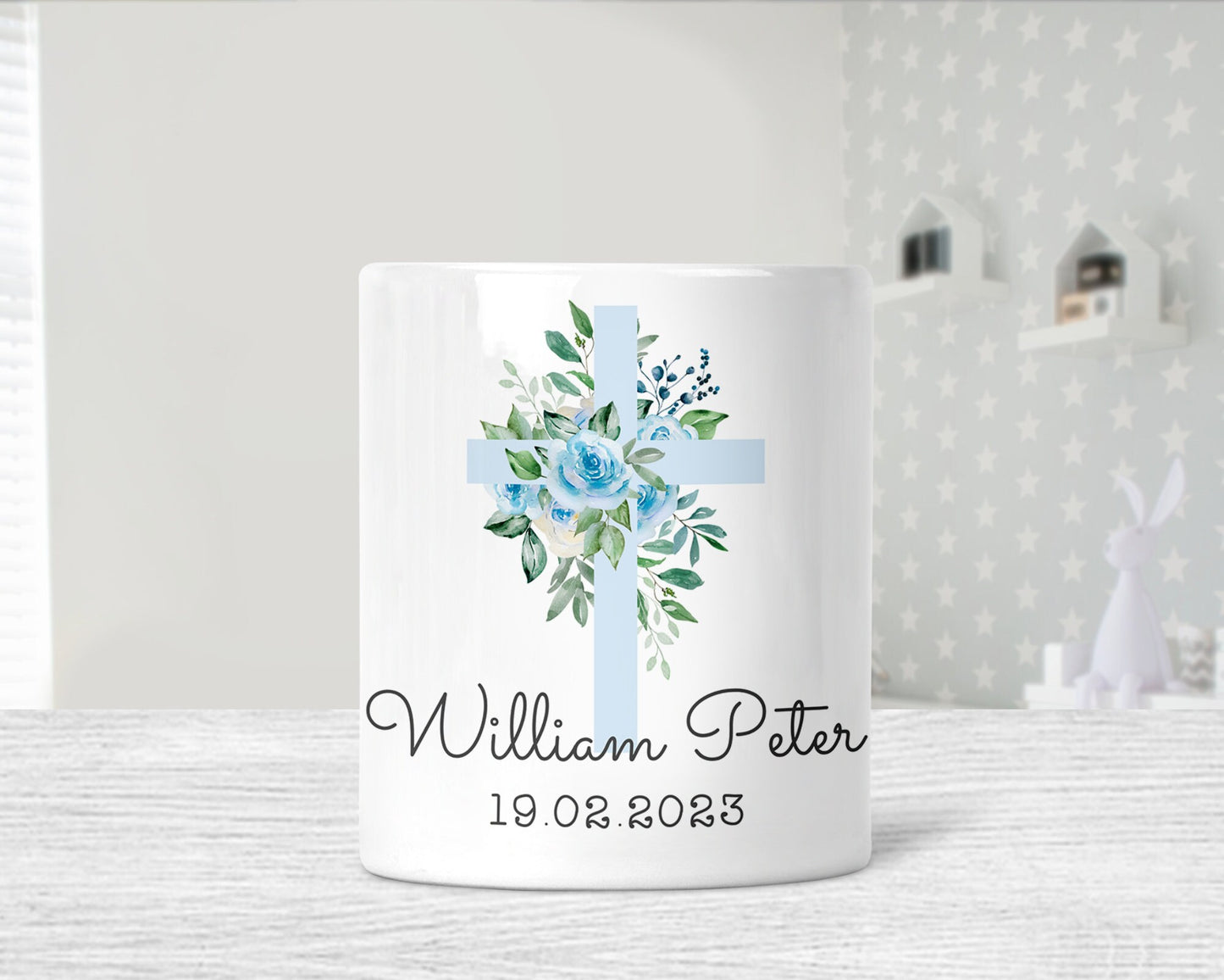 Personalised Money Box | Ceramic | Christening Keepsake | Baptism | Naming Day | Boy & Girl Gift | New Baby Gift | Holy Communion