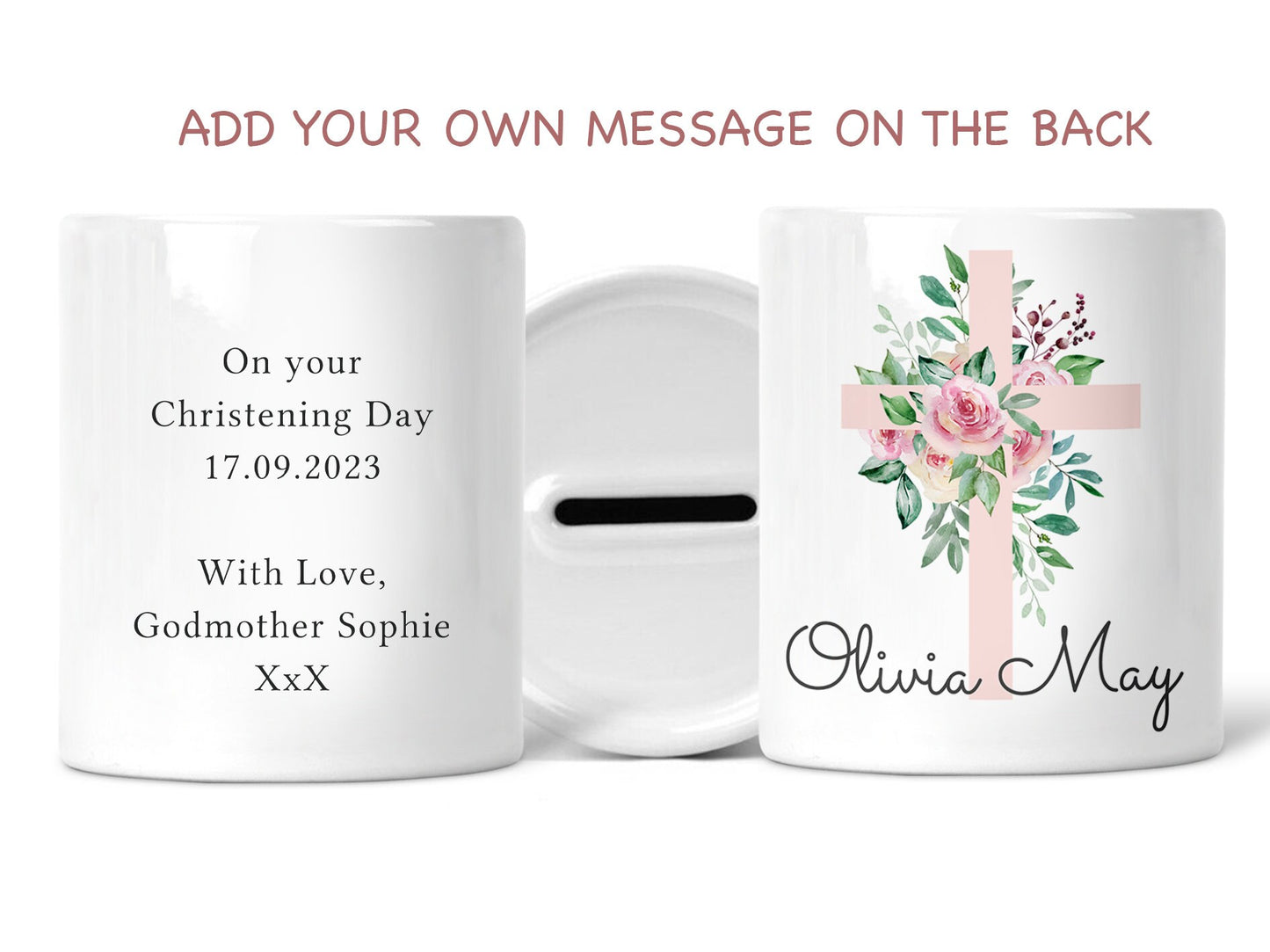 Personalised Money Box | Ceramic | Christening Keepsake | Baptism | Naming Day | Boy & Girl Gift | New Baby Gift | Holy Communion