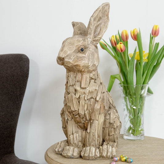 Rabbit Resin Ornament - 51cm Hand painted | home decor | driftwood | country home | farmhouse | unique decor
