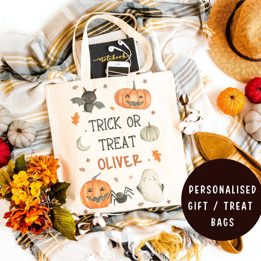 Personalised Halloween Trick or Treat Bag | Gift Bag | Tote Bag | Happy Halloween | Gifts for Kids | Pumpkin | Childs Halloween Accessories