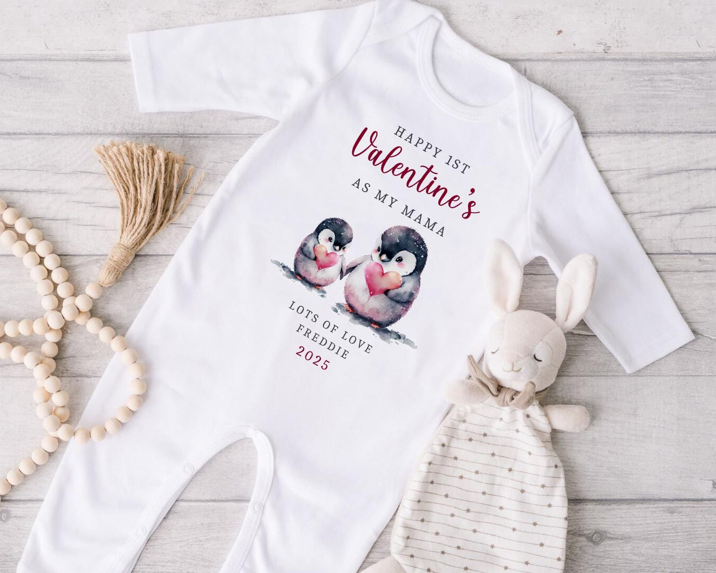 Happy First Valentines Day | Baby's 1st Valentines | My First | Vest, Sleepsuit, Romper, Bib Unisex Babygrow | Baby Clothes | Newborn Gift
