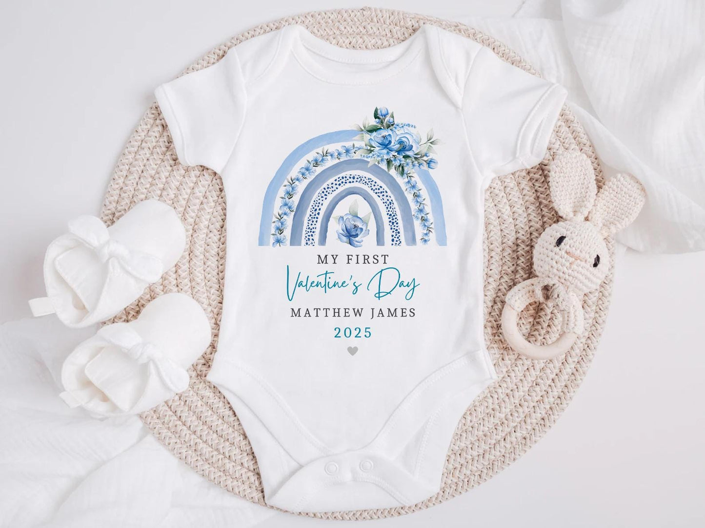 My First Valentines Day | Baby's 1st Valentines | Vest, Sleepsuit, Romper, Bib Unisex Babygrow | Baby Clothes | Newborn Gift