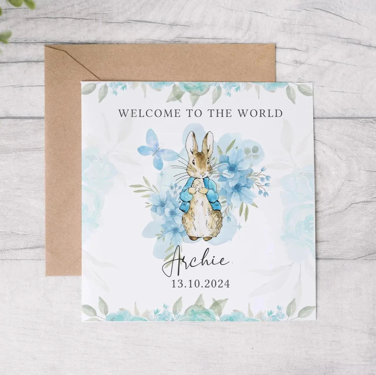 New Baby Boy Rabbit Card